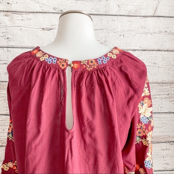 JODIFL burgundy top with embroidery - Picture 6 of 8